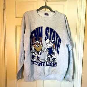 Vtg 90s Penn State Football Looney Tunes All Over Graphic Mens XL Crewneck